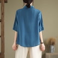 thumbnail image 7 of Kezqiaxn Plus Size Shirts for Women Vintage Embroidery Half Sleeve Collared Dressy Summer Tops Loose Fit Work Blouses, 7 of 7