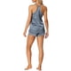 thumbnail image 3 of Conjuntos de pijama de satén para mujeres INSPIRE CHIC con tirantes de encaje y pantalones cortos, ropa de dormir de cuello en V, color gris azul, 3 of 6