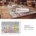 thumbnail image 3 of Placemats Set of 6, Blue Purple Gnomes Woven Placemat, Linen Place Mats for Kitchen/Dining Tables, Spring Hydrangea Flower Leaf Green Plaid Washable Table Mats for Party, 3 of 8