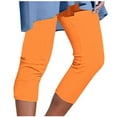 thumbnail image 3 of Feancey Womens Plus Size Capri Leggings High Waisted Stretchy Yoga Capris Sports Casual Tummy Control Cropped Pants Cozy Workout Tights Today's Sales Orange L, 3 of 6