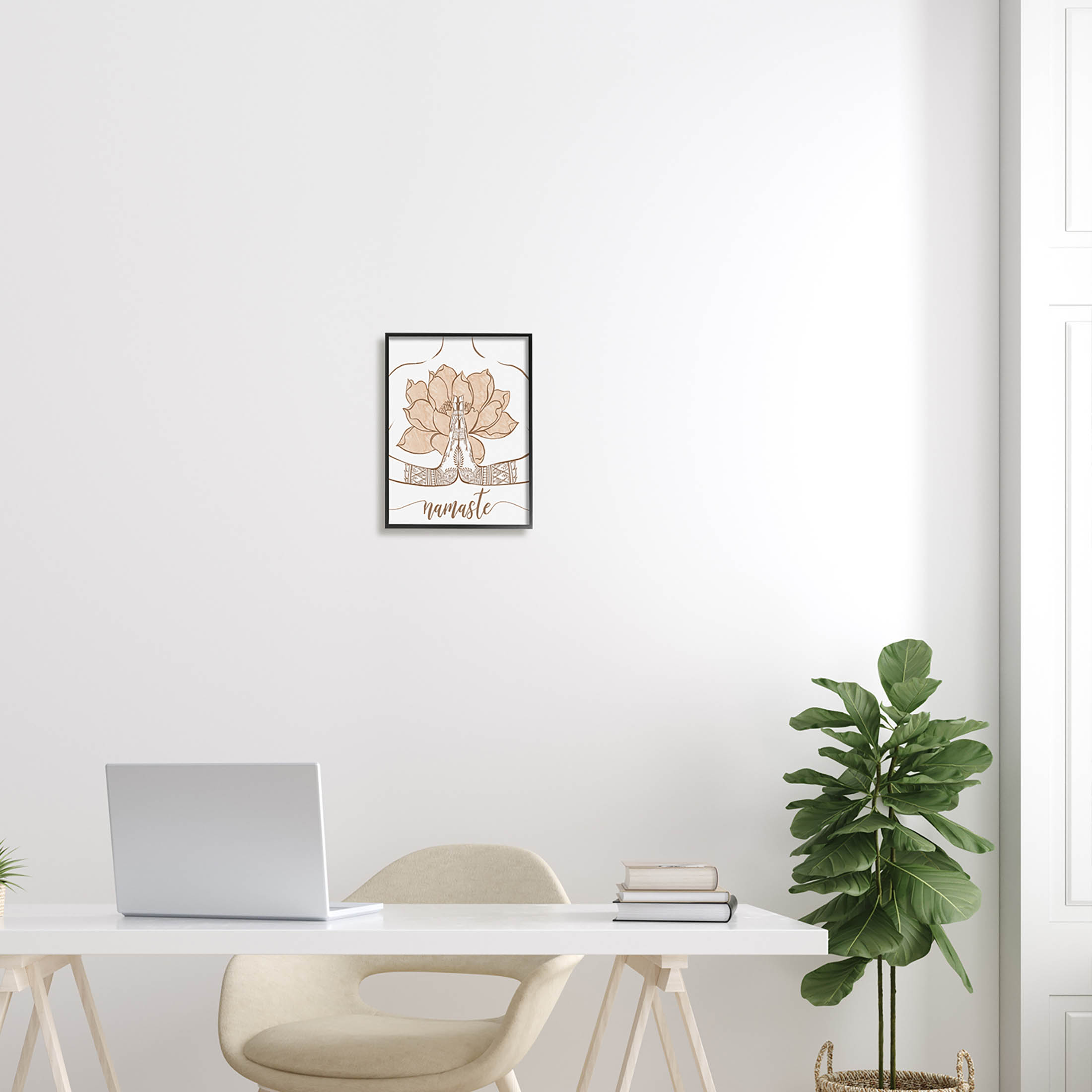 Namaste Henna Pattern Lotus Religious Graphic Art Black Framed Art Print Wall Art