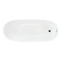 Kingston Brass VTRS632927C310 63-Inch Acrylic Oval Single Slipper Freestanding Tub with Drain in Glossy White/Matte Black