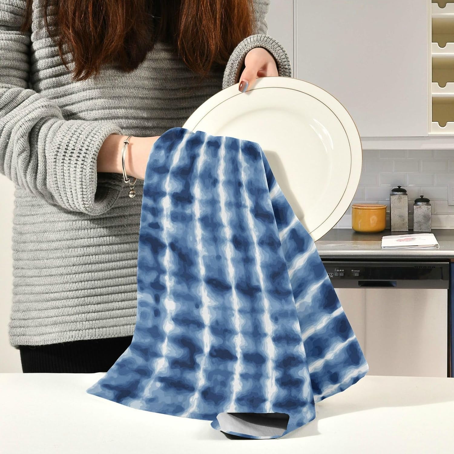 Diamond Piqué Indigo Tea Kitchen Dish Towels, Set of 2 + Reviews