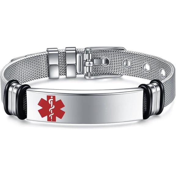 Magnetia Medical Alert Bracelets for Men, Strong Durable Stainless Bracelet Medical Id Bracelets