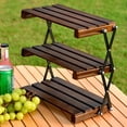 thumbnail image 3 of Graflsoa Portable 3-Tier Foldable Camping Table Organizer with Storage Bag, Durable Metal Frame, Brown Finish for Outdoor Cooking and Picnics, 3 of 6