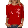 thumbnail image 1 of Tops de Cuello Redondo para las Mujeres Moda Impresa 3/4 Mangas Blusa Casual Top, Estante de Imitación, 1 of 5