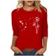 thumbnail image 1 of Tops de Cuello Redondo para las Mujeres Moda Impresa 3/4 Mangas Blusa Casual Top, Estante de Imitación, 1 of 5
