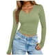 thumbnail image 1 of Camisa lisa de manga larga con cuello en V para mujer - Blusa ajustada para fiestas informales - Tallas S-XXL, 1 of 8