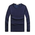 thumbnail image 1 of Sonducket Top básico para hombre, ropa interior cálida de manga larga con cuello redondo, Base para clima frío, ropa de Color sólido, Jersey, Camisetas L Espesar azul oscuro, 1 of 6