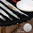thumbnail image 3 of American Flag Round Tablecloth, Fitted Table Cover with Elastic for 55"-60" Round Tables, US Flag Baseball Stars Vintage Black Table Cloth Outdoor Indoor Dinning Party Waterproof Tablecloths, 3 of 7