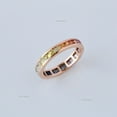 thumbnail image 3 of Rainbow Sapphire Eternity Ring, Princess Cut Channel Set Engagement Band Ring, Multi Color Stackable Ring, Cocktail Ring, 18k Gold Filled Ring, 3 of 5