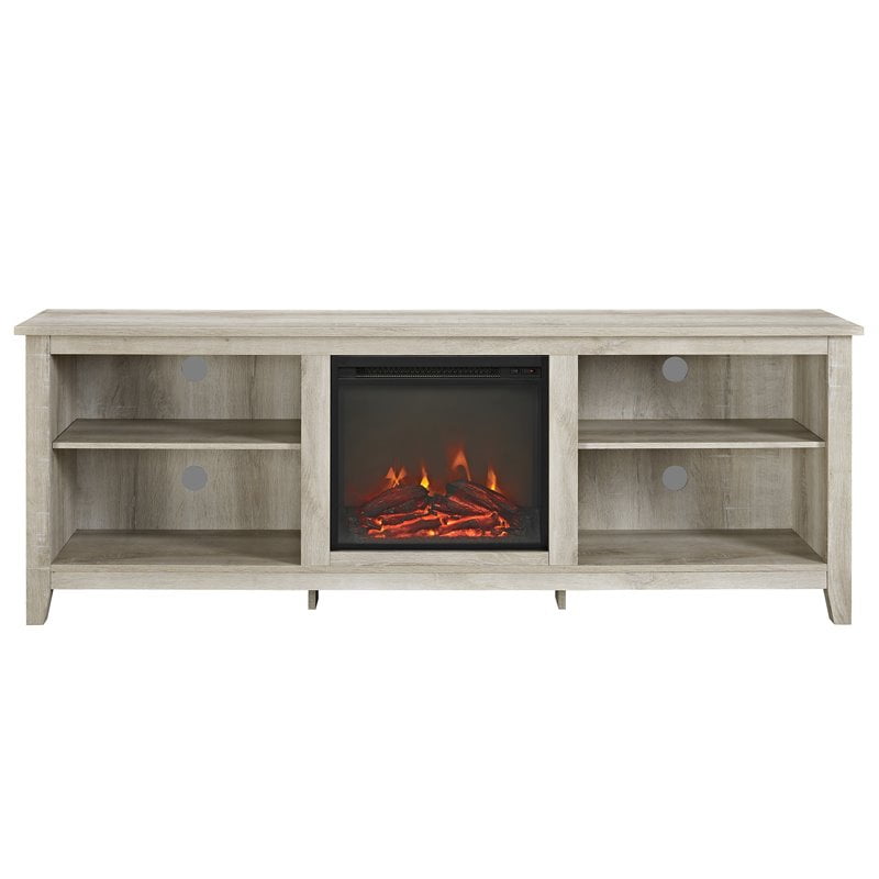 Walker Edison 70 Wood Media Tv Stand Console With Fireplace White Walker Edison 70 Wood Media Tv Stand Console With Fireplace White Oak