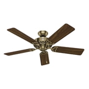 Hunter 52 inch Indoor Ceiling Fan with LED Lights and Pull Chain - Brass Ceiling Fan, Standard Mount, 5 Blades, For Bedroom, Living Room, or Kitchen, Quiet - Studio Series 53063, Antique Brass