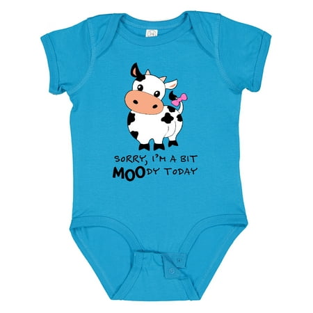 

Inktastic Sorry I m a Bit MOOdy Today Cute Cow Pun Gift Baby Boy or Baby Girl Bodysuit