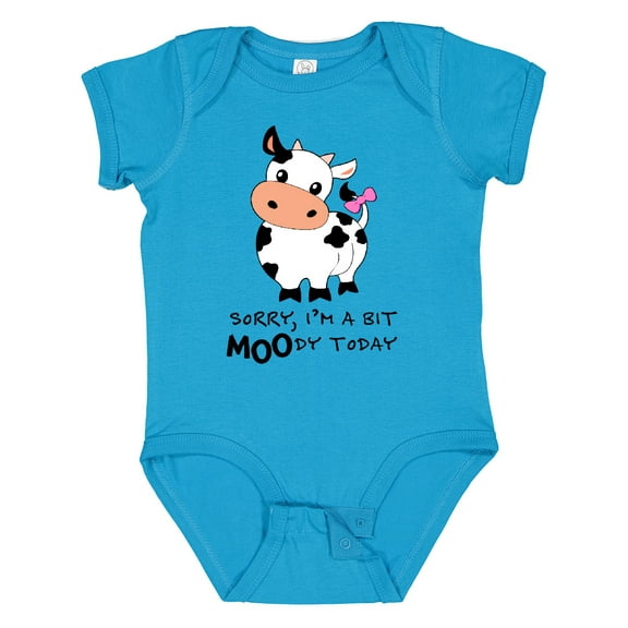 Inktastic Sorry, I'm a Bit Moody Today Cute Cow Pun Boys or Girls Baby Bodysuit