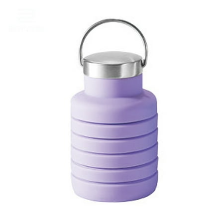

HOMEIU 500ml Portable Collapsible Water Bottle Silicone Retractable Cup with Metal Lid