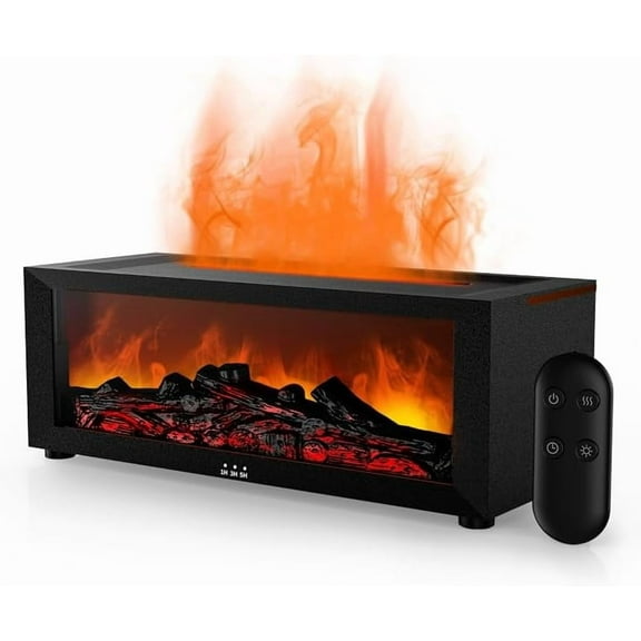 RimdGhov Fireplace Flame Oil Aroma Diffuser, Essential Oil Fireplace Diffuser with 7-Color Lights, Cool Mist Humidifier & Timer, Remote-Control Flame Aroma Diffuser