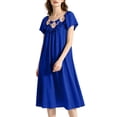 thumbnail image 3 of AGWOLF Nightgowns for Women Long Short Sleeve Night Gown V Neck Folwy Victorian Sleep Dress Soft Night Dresses Ladies Sleepwear Blue Free Size, 3 of 9