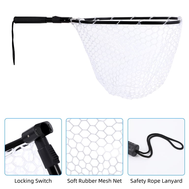 Foldable Fish Landing Net, Soft Rubber Mesh Net, Trout Fishing Nets With  Anti-Slip Collapsible Pole Handle, Easy Catch & Release Fishing Net for  Salmon, Fly, Kayak, Bass In Saltwater Freshwater - Walmart.com