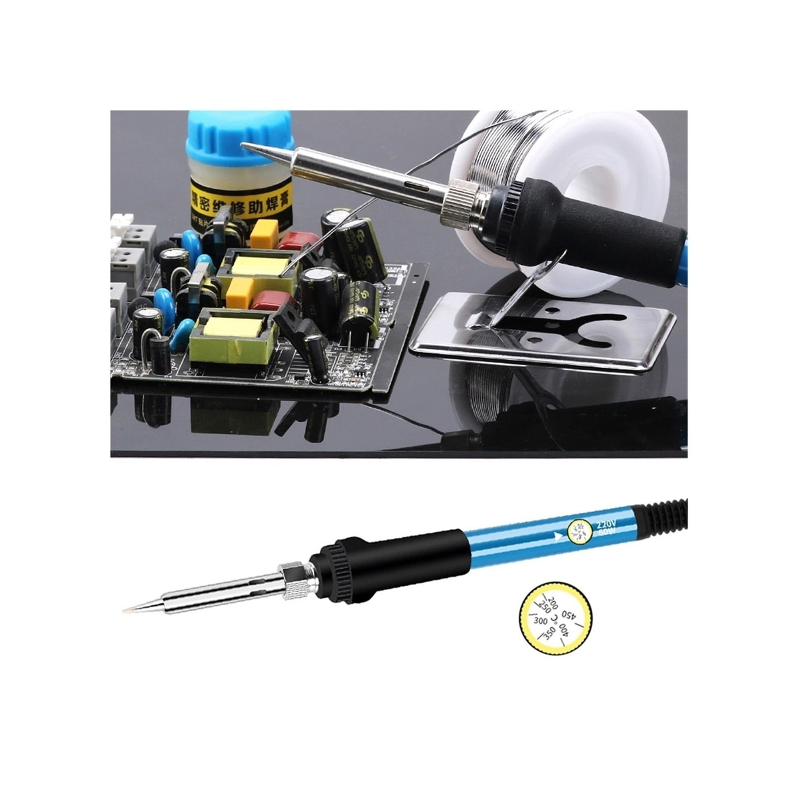 15PCS Electric Solder Iron Temperature Adjustable, Soldering Iron Rework Station Kit Handle Heat Pencil, Welding Repair Tools