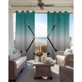 thumbnail image 6 of Teal Gray Ombre Blackout Curtains for Bedroom Living Room Darkening Curtains 54 Inch Long Black Hockey Sticks Minimalist Style Short Curtain for Small Window Treatment Grommet Drapes 52"x54"x2, 6 of 9