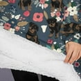 thumbnail image 3 of Oversized Wearable Blanket Hoodie,Rottweiler Dog and Flower Floral Sherpa Blanket Hoodie with Super Pockets,Super Warm Fuzzy Pullover for Women & Men, 3 of 6