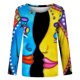 thumbnail image 4 of Blusa de cuello redondo cómoda de manga larga con estampado de grafiti de novedad clásica para mujer Pompotops  gfhjh19366, 4 of 5