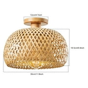 IC INSTANT COACH Rattan Semi Flush Mount Ceiling Light, Mini Bamboo Ceiling Light Fixture, Handmade Boho Rattan Light Chandelier, Farmhouse Light Fixtures for Bedroom Kids Room Hallway Corridor Passwa