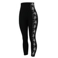 thumbnail image 5 of Leggings Womens Floral Rhinestone Tight Pants Stretch High Waisted Warm Trousers, 5 of 6