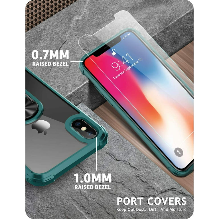 iPhone X Case | iPhone Xs Case, with [ Glass Screen Protector][ Military  Grade ] 15ft. Drop Tested Protective Case | Kickstand | Compatible with  Apple