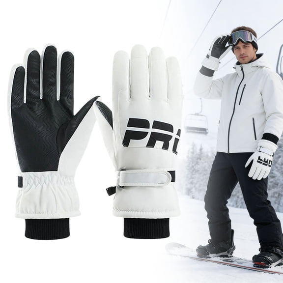 Women Ski Gloves,Touchscreen Windproof and Waterproof Gloves Winter Thermal Warm Snow Glove for Skiing Cycling Snowboard for Women(M Size,White)