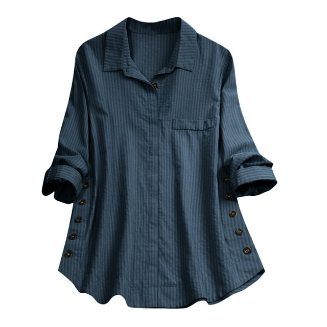 Chemisier Boutonné Col en V Imprimé Manches Longues Chemise Décontractée Tunique Fluide Printemps Été Bureau
