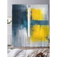 thumbnail image 3 of Abstract Color Block Sheer Curtains for Living Room Bedroom, Light-filtering Sheer Curtain, Yellow Block Gradient Oil Painting Rod Pocket Voile Window Treatment Drapes, 52’’Wx84’’L, 2 Panels Set, 3 of 7
