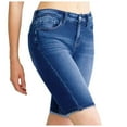 thumbnail image 3 of vigerkar Women's High Waisted Bermuda Shorts Stretchy Knee Length Jean Shorts (Blue, S), 3 of 7