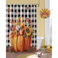 thumbnail image 3 of Fall Shower Curtain Harvest Pumpkin Bathroom Curtains with Hooks, Waterproof Fabric Bird Maple Leaves Sunflower Black Buffalo Plaid Thanksgiving Bath Shower Curtains Set for Bathroom Bathtubs 36x72, 3 of 7