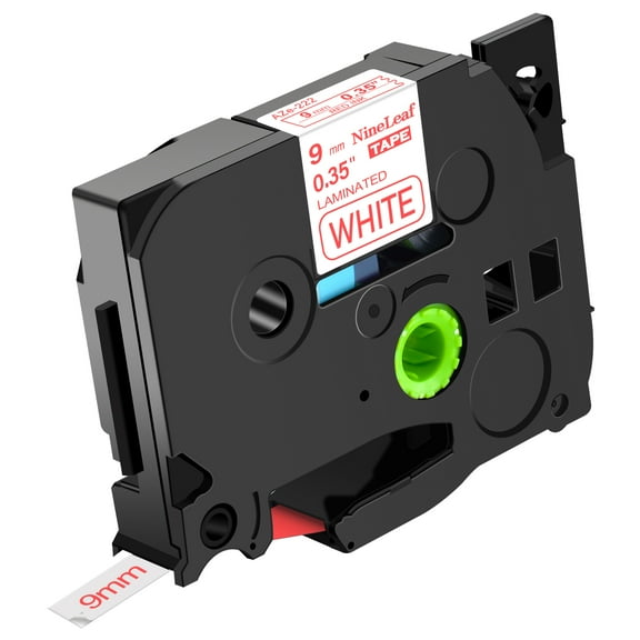 NineLeaf Compatible for Brother P-touch TZe-222 TZe222 TZ-222 TZ222 9mm 3/8'' Red on White Laminated TZe TZ Label Tape 0.35" x 26.2ft