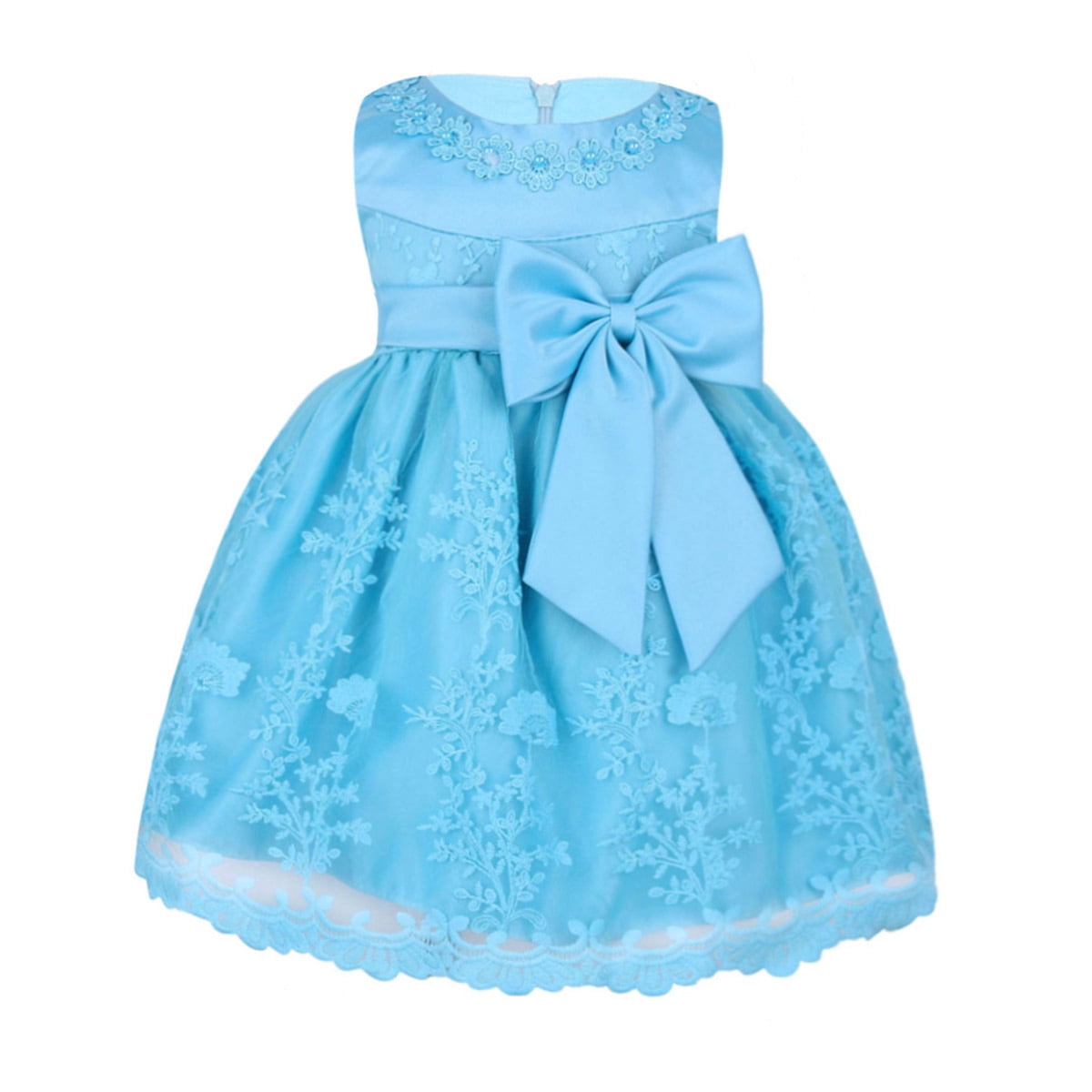 iiniim Baby Girls Floral Lace Embroidered Flower Girl Dress Baptism