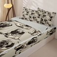 thumbnail image 3 of Manfei Vintage Dog Print Zipper Full Size Comforter Sets with Fitted Sheet and 2 Pillowcases, Pet Lover Zipper Bedding Set, Dark Brown, Gray Reversible, 4 Pieces, 3 of 7