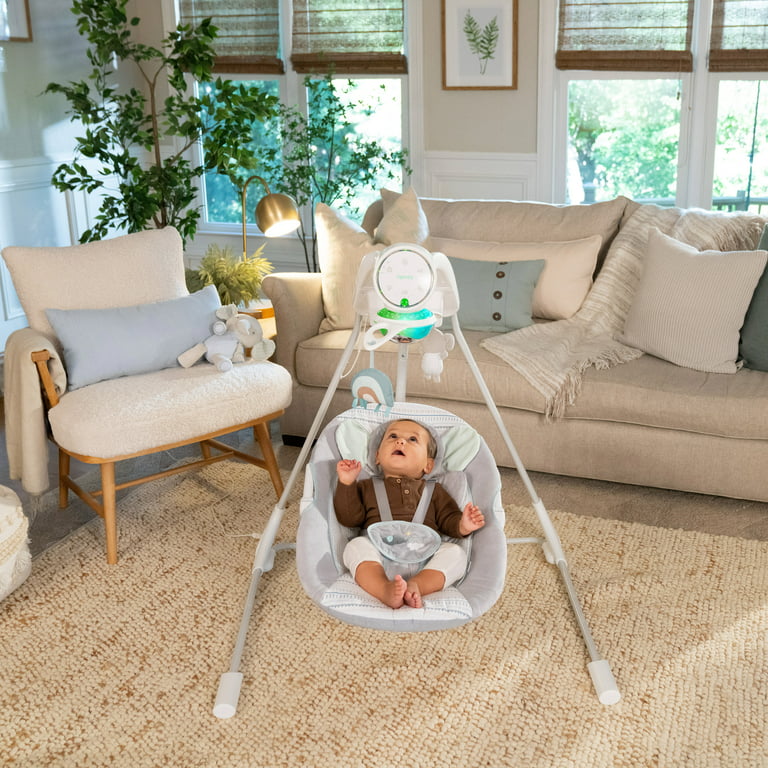 Ingenuity InLighten Motorized Vibrating Baby Swing, Swivel Infant