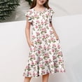 thumbnail image 6 of ATOGUTA Girls Uniform Dress Ruffle Sleeve Tiered Swings A-Line Cute Midi Casual Sundress Size 4T-13. Multicolor, 6 of 6