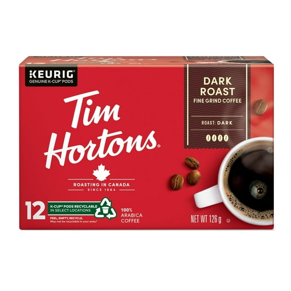 Tim Hortons Dark Roast Coffee, Keurig K-Cup 12ct Pod
