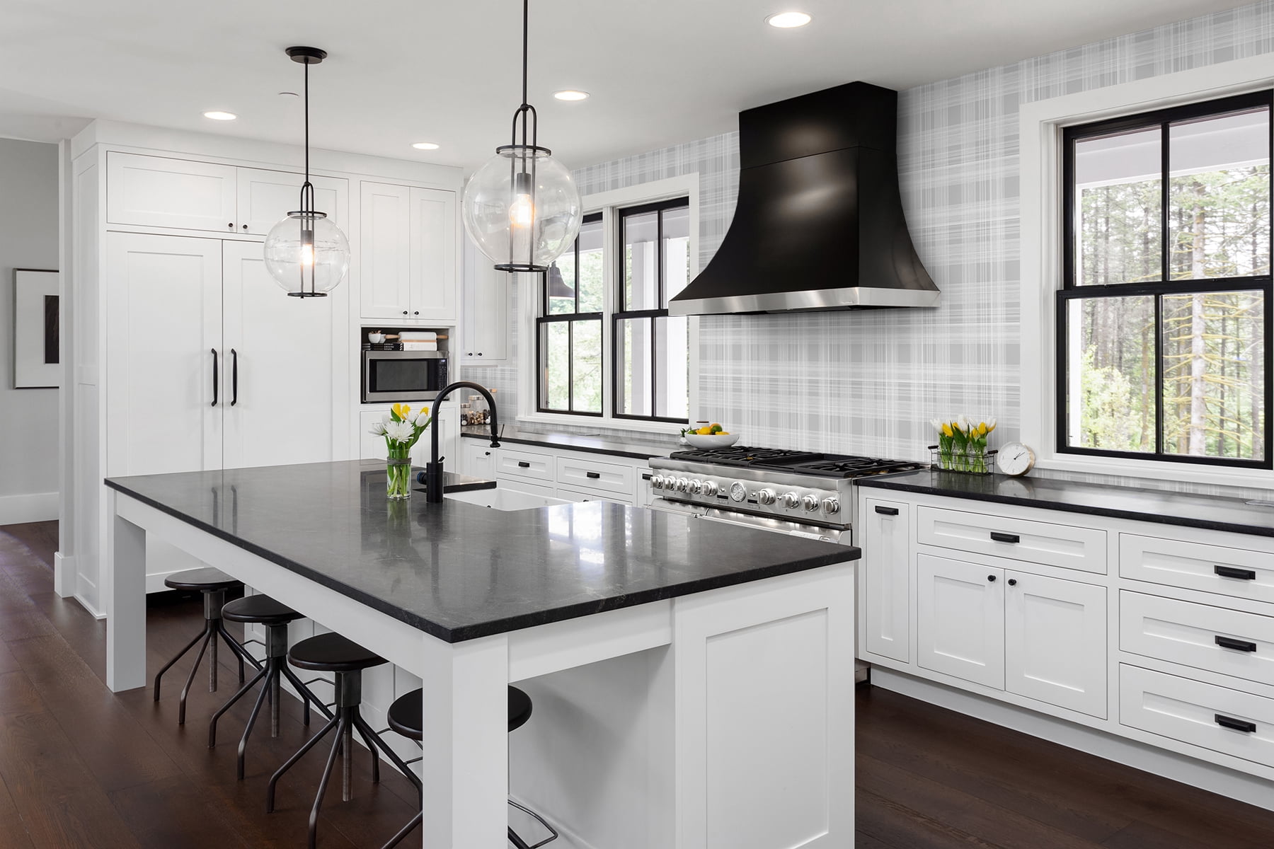 Stacy Garcia Home Harbor Grey Rad Plaid Peel and Stick Wallpaper