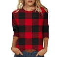 thumbnail image 1 of FAIWAD Womens Plaid Tunic Tops 3/4 Sleeve Round Neck Trendy Pullover Tops Plus Size Color Block Tops, 1 of 5