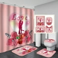 thumbnail image 4 of 2024 Valentine's Day Decorative Shower Curtain Bathroom Four-piece Set Rose Shower Curtain Decoration Set Waterproof Shower Curtain Anti-slip mat, 4 of 5