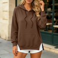 thumbnail image 2 of DHFJKG Hoodies For Women Side Slit Long Sleeve Sweatshirt Fall Drawstring Solid Color Pullover Tops With Pocket, 2 of 4