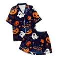 thumbnail image 7 of Ulitacool Sexy Pajamas For Womens Halloween Lapel Sleepwear Pumpkin Print Tops Short Jammies Short Sleeve Nightwear Autummn Winter Fashion Outfits L Orange, 7 of 7