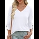 thumbnail image 2 of Blusas de 3/4 con Botones y Cuello en V para Mujer, Ropa Informal de Verano para Vacaciones de Playa, Ropa de Otoño 2025 XL, 2 of 10