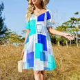 thumbnail image 3 of Rhapsody en Bleu - Abstrait Mi-Siècle - Robe Sans Manches Bleue Blanche Robes d'Été Femmes 2024 Robe bandage, 3 of 5
