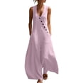 thumbnail image 2 of Jumpsuits for Women V Neck Sleeveless Wide Leg Jumpsuit Casual Long Rompers Pink XL, 2 of 7