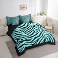 thumbnail image 3 of Feelyou Cyan Zebra Print Bedding Comforter Set 7pcs for Kids, Modern Fashion Stripes King Bedding Sets, Cartoon Wildlife Reversible Bed Sheets, Breathable Home Decor, 3 of 8